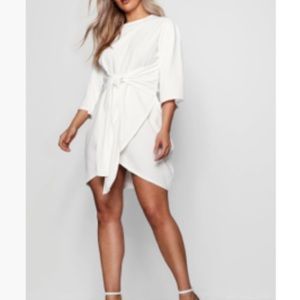 Boohoo White Dress with Tie